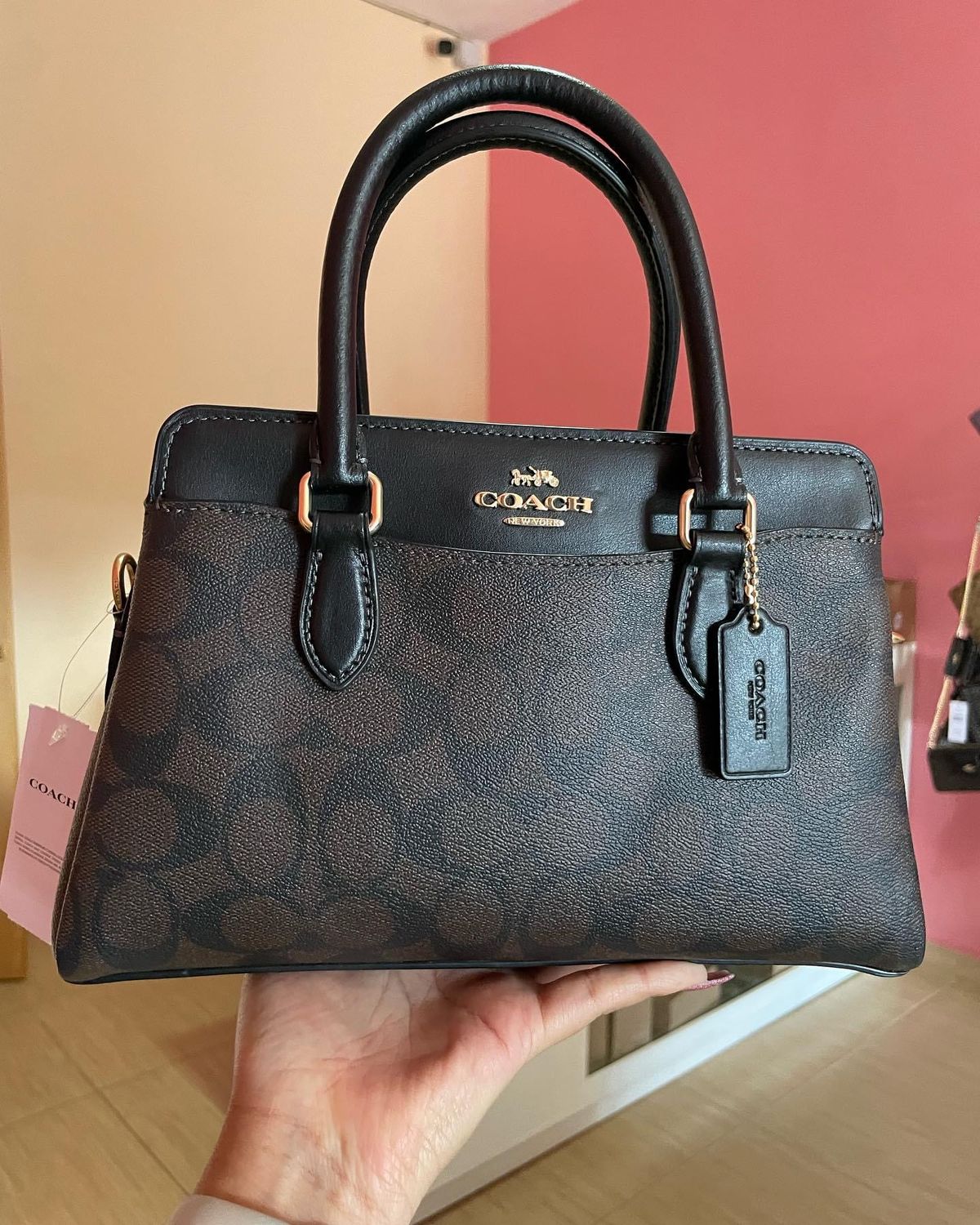 Signature Canvas Structured Satchel – Brown & Black