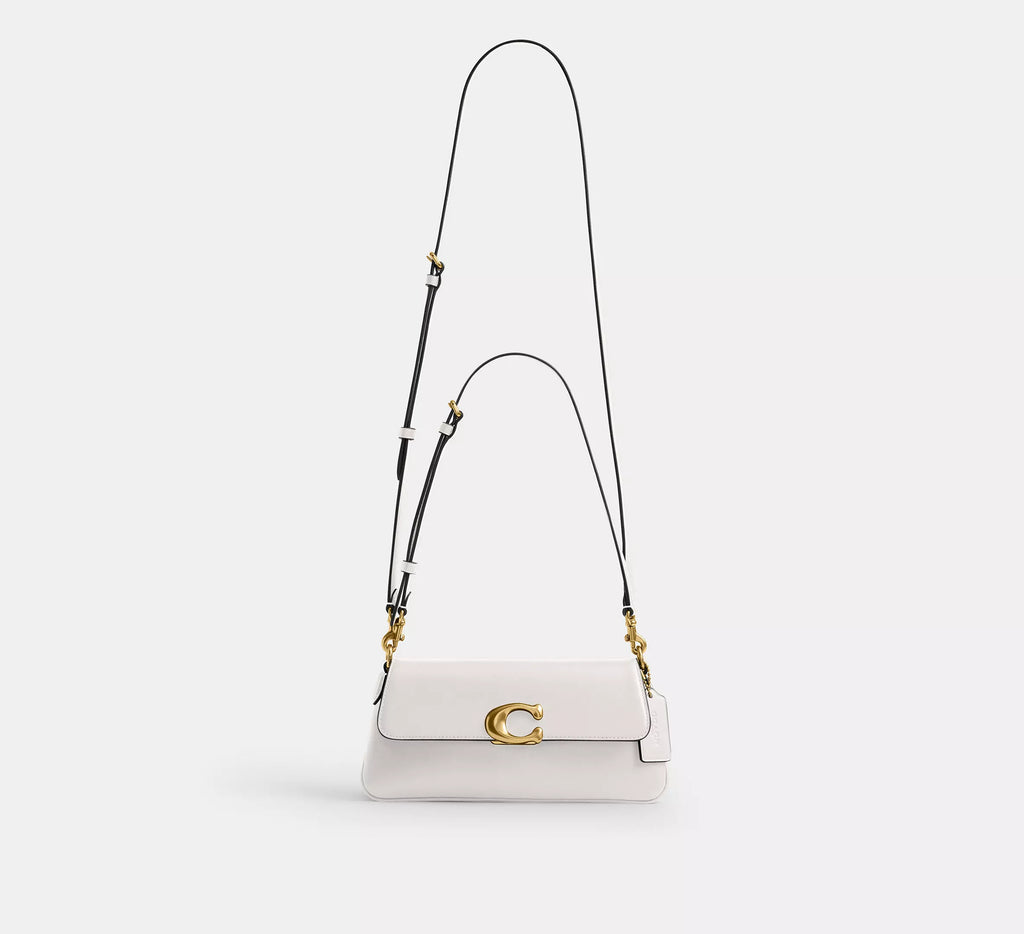 Elegant Cream Shoulder Bag with Gold-Tone C Clasp