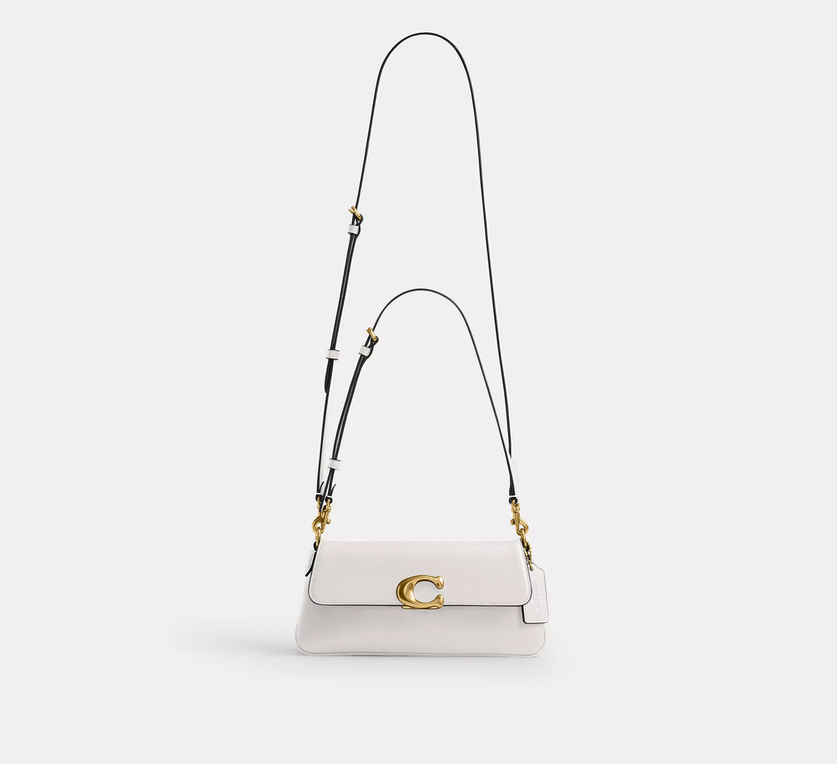Elegant Cream Shoulder Bag with Gold-Tone C Clasp
