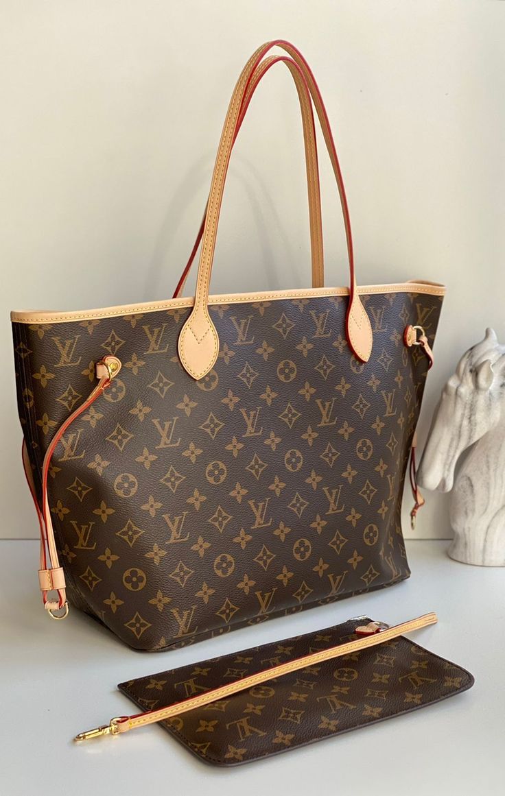 Classic Brown Monogram Tote Bag with Pouch