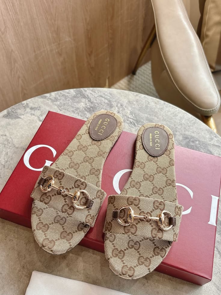 Women’s Beige GG Monogram Horsebit Slide Sandals