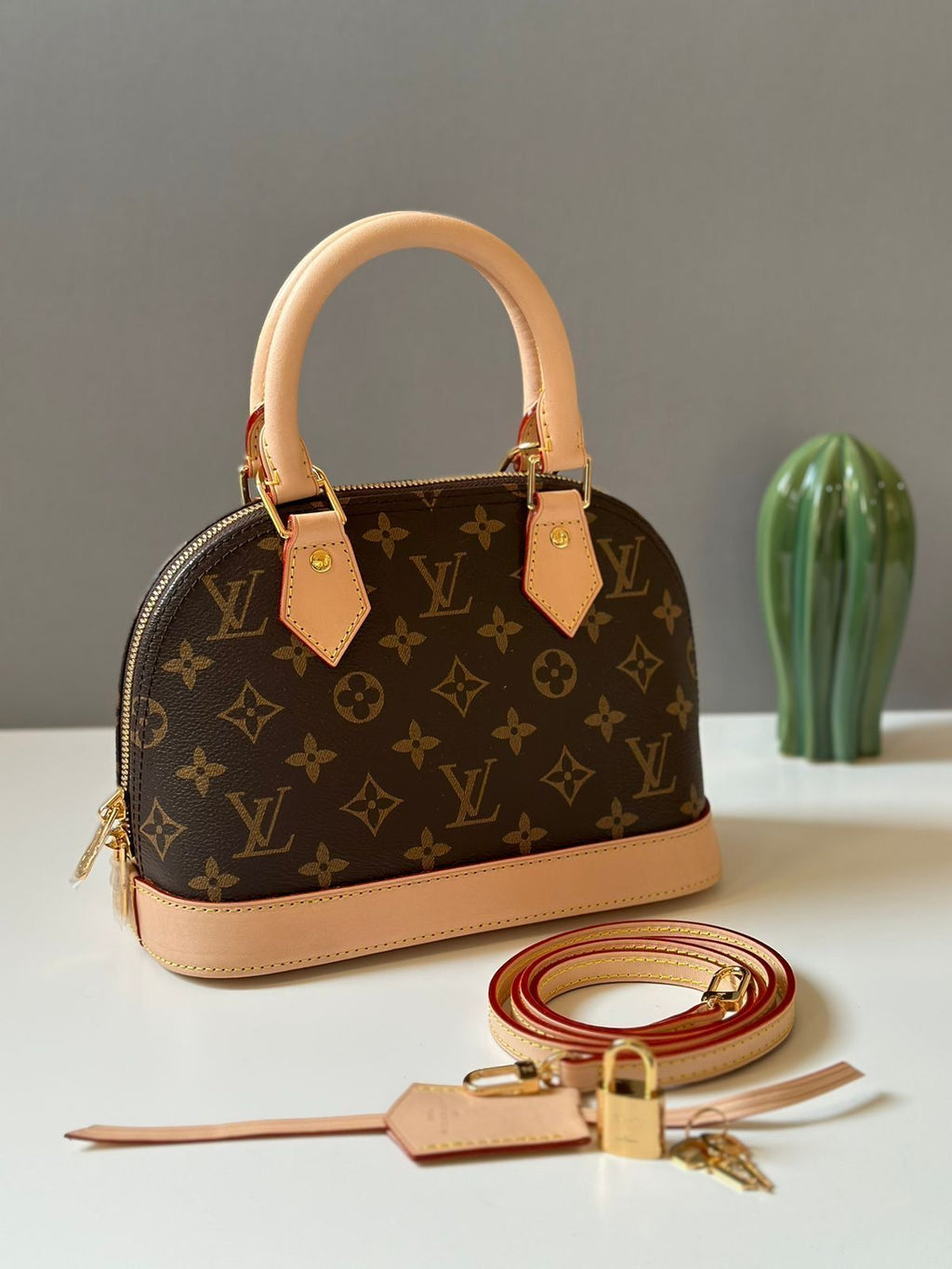 Brown Monogram Dome Handbag with Top Handles
