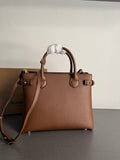 Elegant Brown Structured Handbag with Leather-Style Handles
