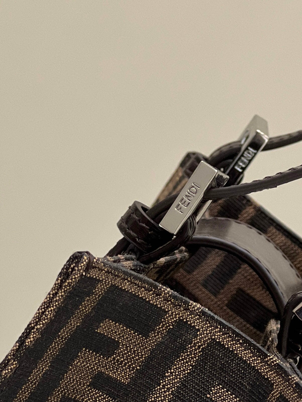 Classic Brown Monogram Tote Bag with Signature Gold-Tone Clasp