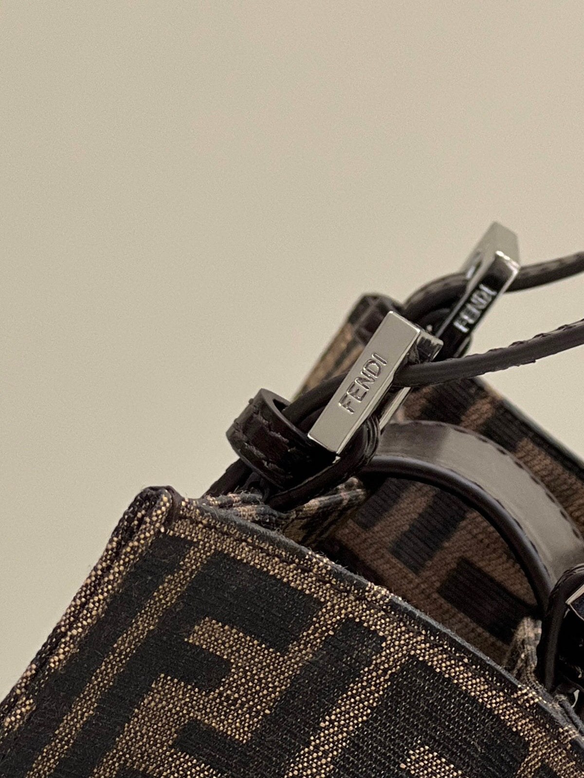 Classic Brown Monogram Tote Bag with Signature Gold-Tone Clasp