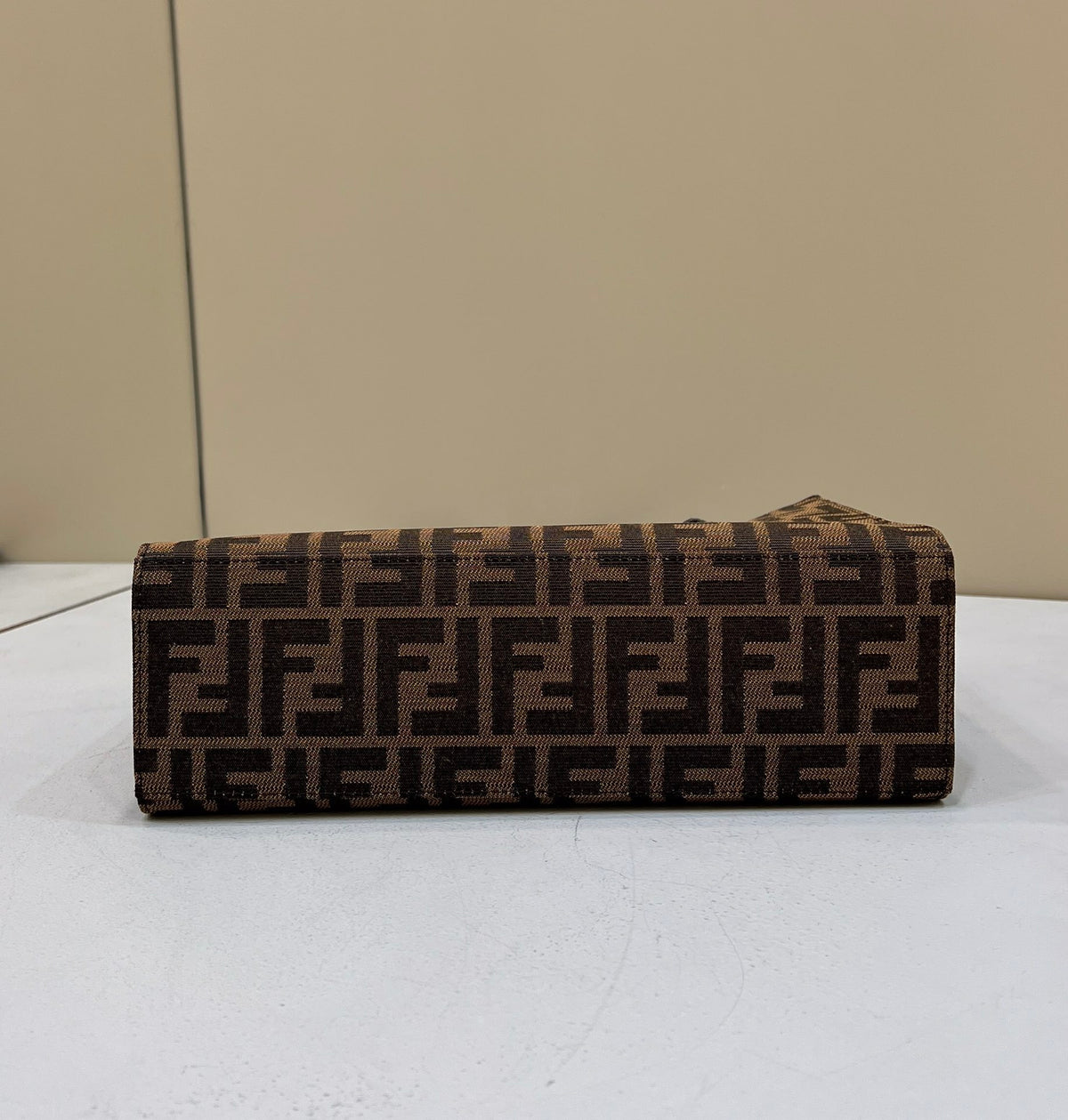 Classic Brown Monogram Tote Bag with Signature Gold-Tone Clasp