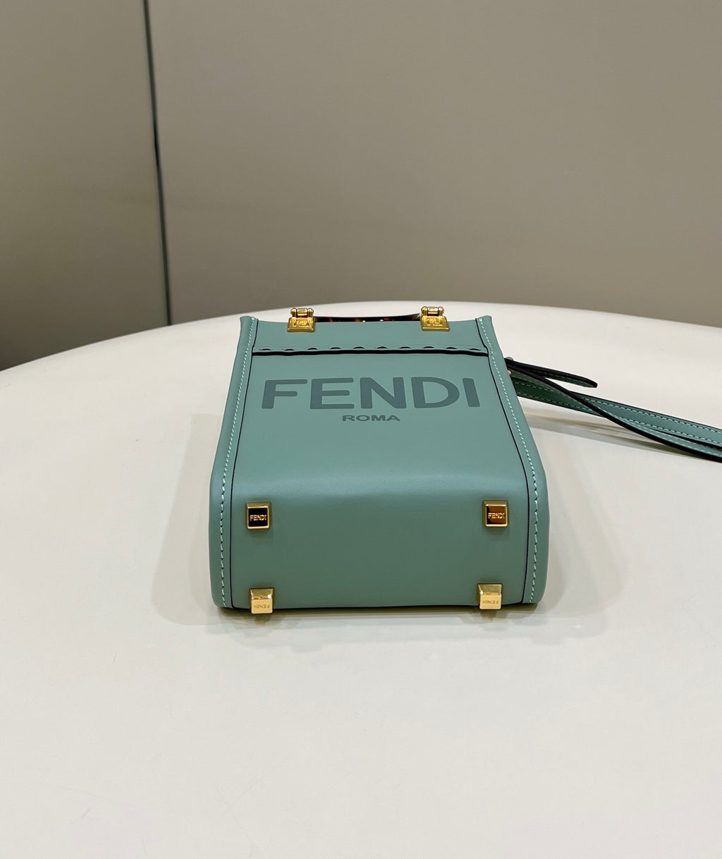 Elegant Sage Green Structured Bag with Tortoiseshell Handles