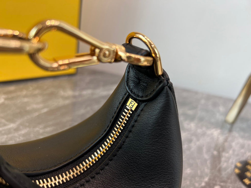 Elegant Black Belt Bag with Gold-Tone Letter Detailing