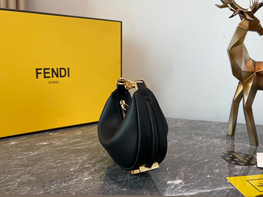 Elegant Black Belt Bag with Gold-Tone Letter Detailing