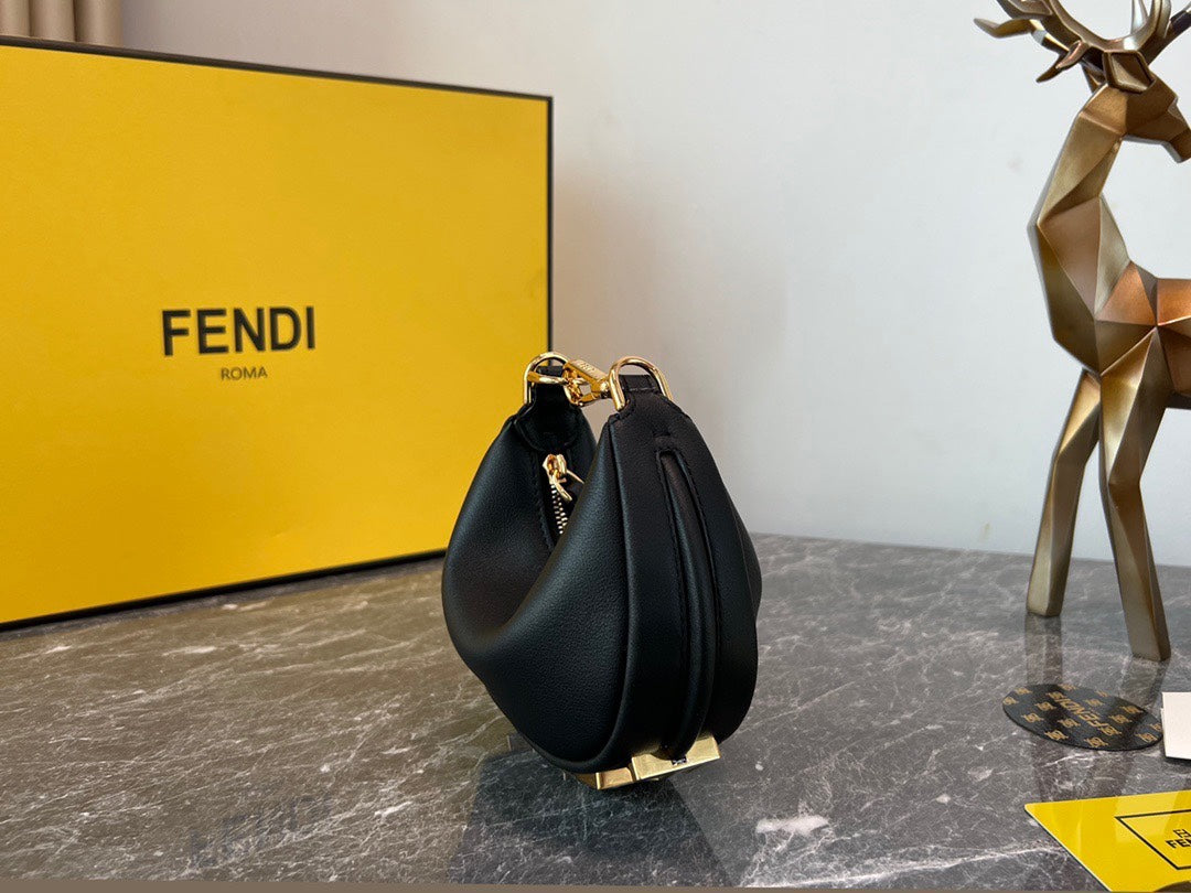 Elegant Black Belt Bag with Gold-Tone Letter Detailing