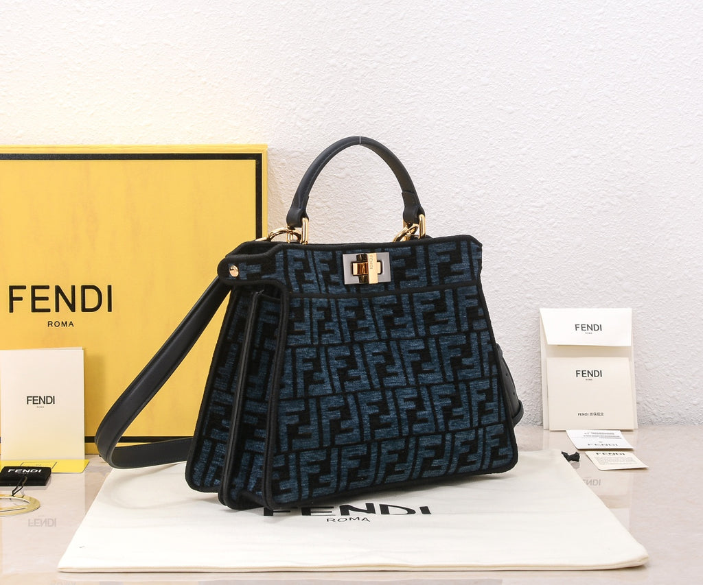 Elegant Black FF Monogram Top-Handle Shoulder Bag