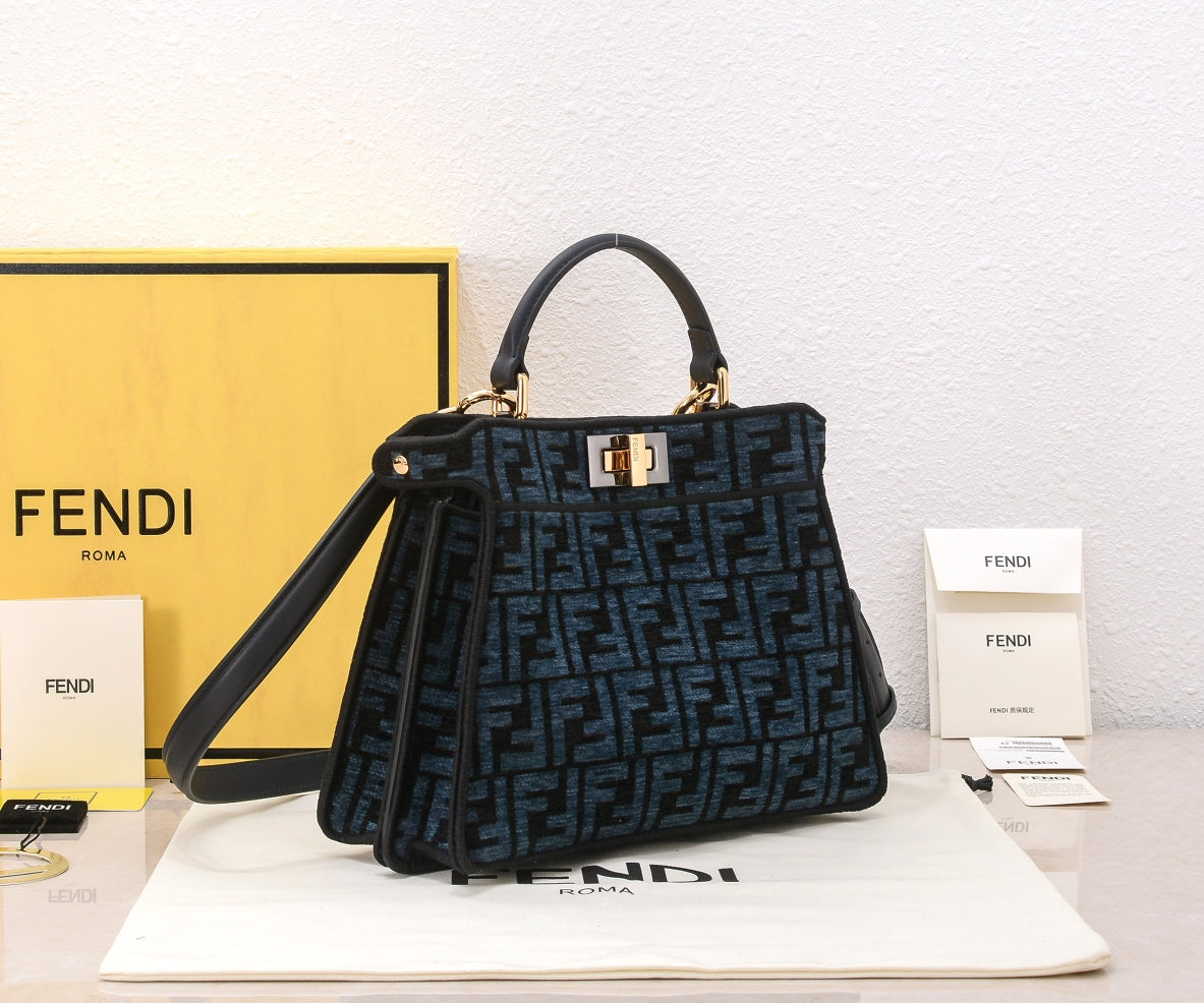 Elegant Black FF Monogram Top-Handle Shoulder Bag