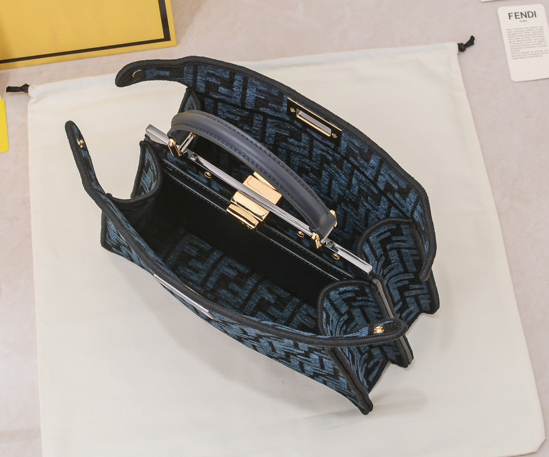 Elegant Black FF Monogram Top-Handle Shoulder Bag