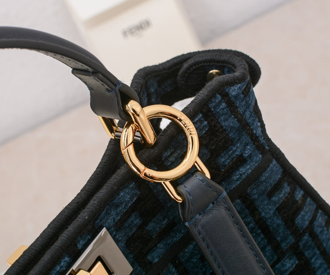 Elegant Black FF Monogram Top-Handle Shoulder Bag