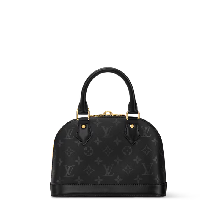 Black Embossed Monogram Dome Handbag