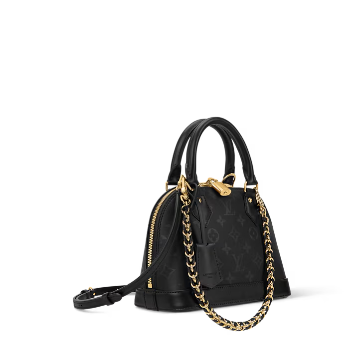 Black Embossed Monogram Dome Handbag