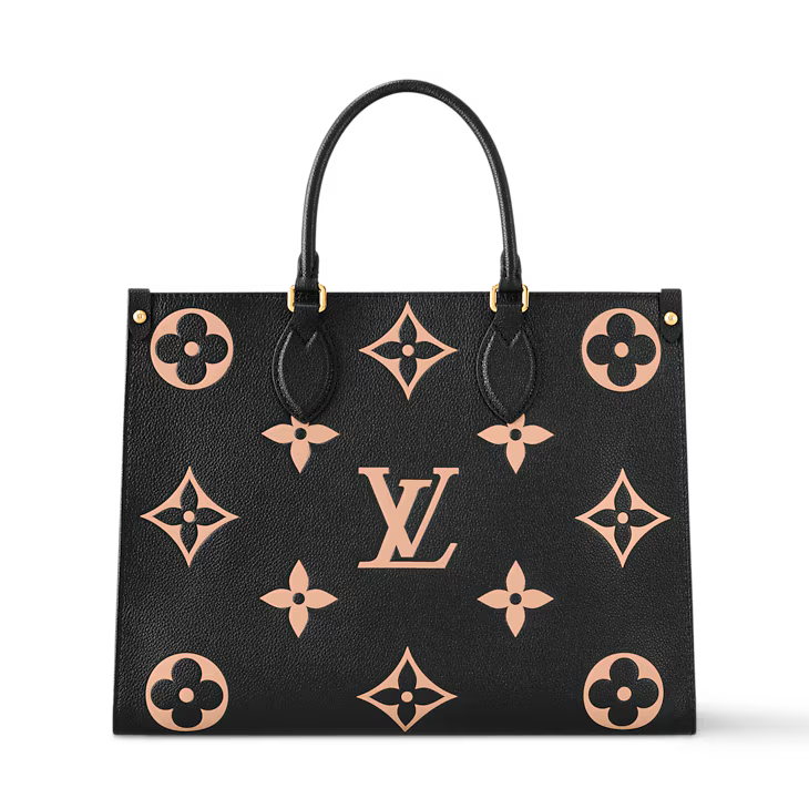 Black & Gold Monogram Structured Tote Bag